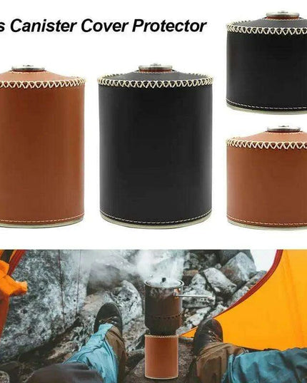 Retro Chic Leather Gas Can Cover - Stylish Air Bottle Protector