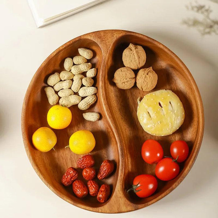 Artisanal Acacia and Walnut Wood Serving Bowl and Platter Collection