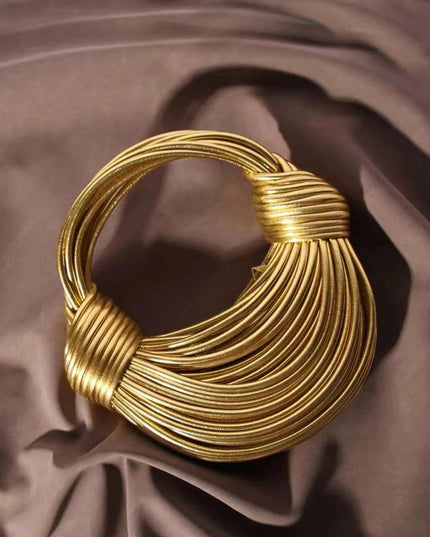 Lavish Gold Handcrafted Hobo Bag Set with Stylish Rope Accents