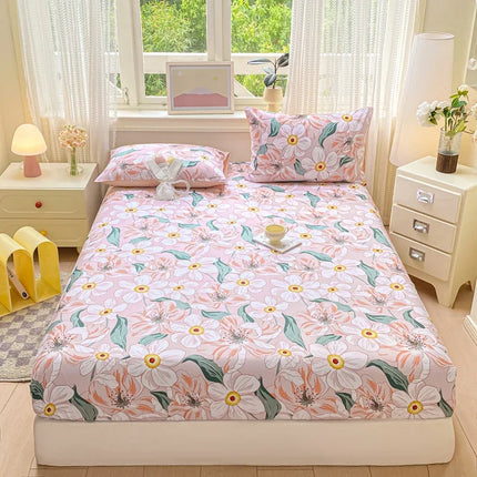 Housewear Cotton Fitted Sheet - Soft, Comfortable, Elastic Band, Print