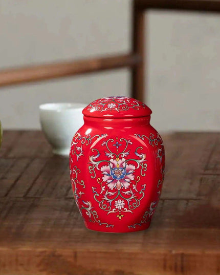 Hand-Painted Porcelain Floral Vase Jar - Stylish Tea Storage and Home Decor Piece