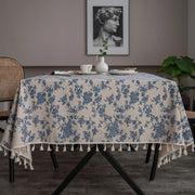Floral Lace Trim Tablecloth | Elegant Rectangular Table Cover