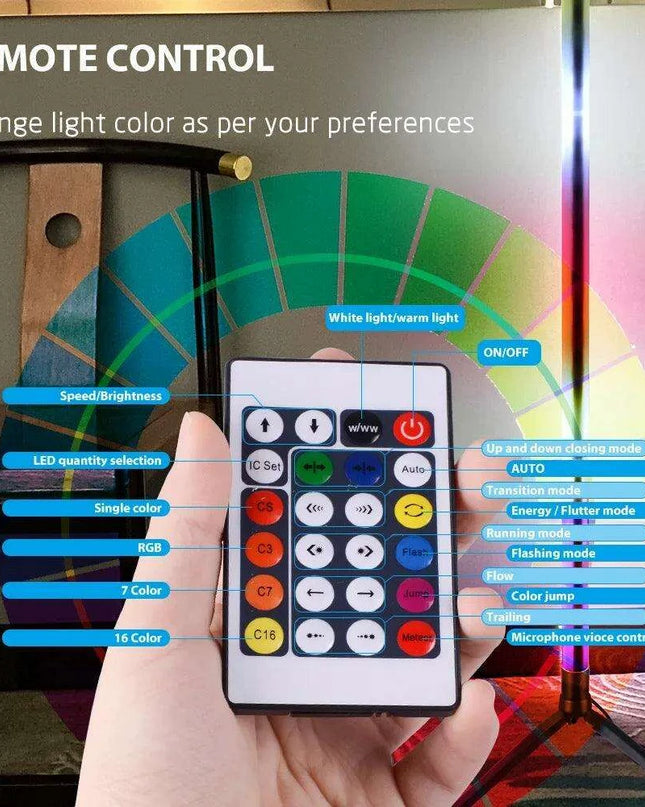Stylish 103cm Smart RGB LED Floor Lamp with Multiple Control Features - Contemporary Design