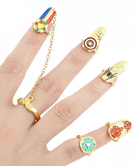 Avengers-Inspired Chic Nail Rings - Trendy Korean Jewelry Set for Fashion-Forward Women