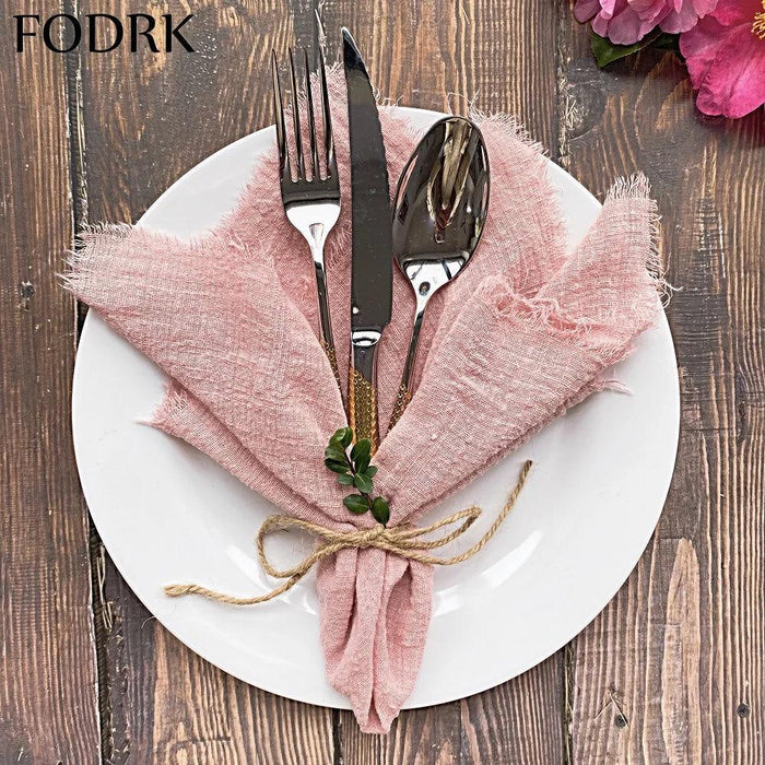 Elegant 10-Piece Premium Linen and Cotton Blend Napkin Ensemble