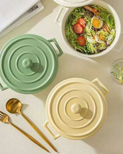 Elegant Heat-Insulating Ceramic Soup Bowl with Lid - Ideal for Ramen and Hearty Dishes