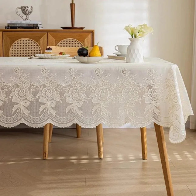 PVC Lace Tablecloth | Anti-Slip, Pastoral Embroidered Design