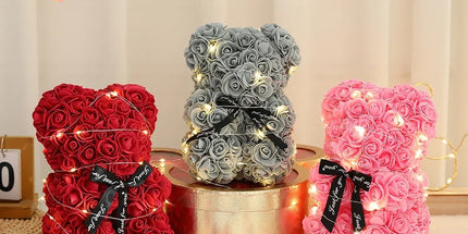 25CM Artificial Teddy Rose Flower Bear with Box Romantic Valentines Day Gift Girlfriend Women Anniversary Wedding Party Supplies 25cm-artificial-teddy-rose-flower-bear-with-box-romantic-valentines-day-gift-girlfriend-women-anniversary-wedding-party-supplies