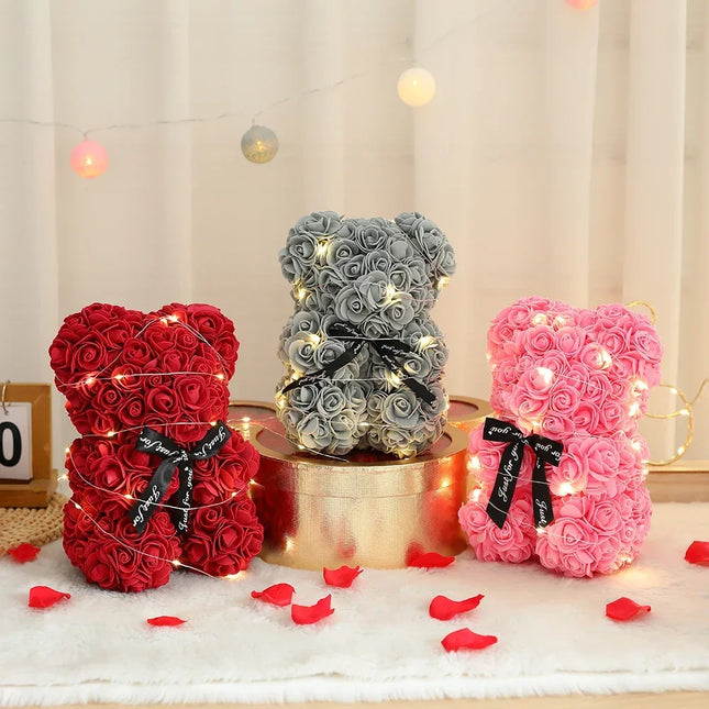 25CM Artificial Teddy Rose Flower Bear with Box Romantic Valentines Day Gift Girlfriend Women Anniversary Wedding Party Supplies 25cm-artificial-teddy-rose-flower-bear-with-box-romantic-valentines-day-gift-girlfriend-women-anniversary-wedding-party-supplies