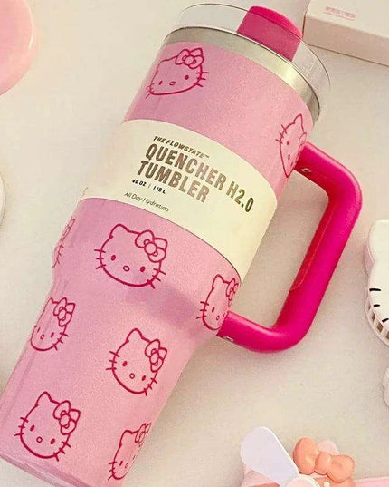 Hello Kitty 40Oz Insulated Stainless Steel Mug with Handle and Straw