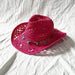 Rose Red Cowboy Straw Hat - Adjustable Wide Brim Sun Hat for All Seasons