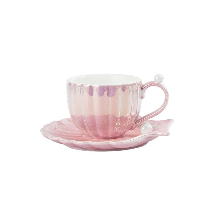 Elegant Pearl Shell Ceramic Tea and Coffee Ensemble - Transform Your Afternoon Experience