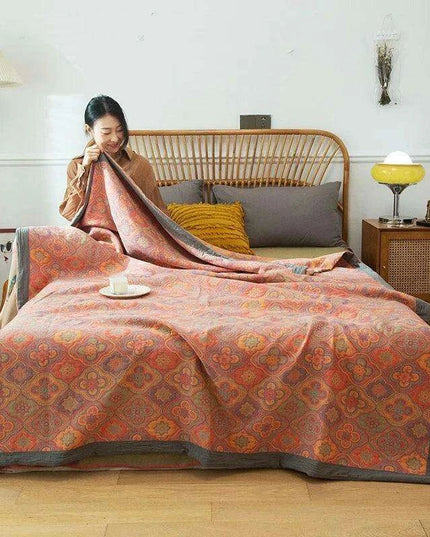 Dreamy Cotton Jacquard Blanket Set - Perfect All-Season Comfort and Style