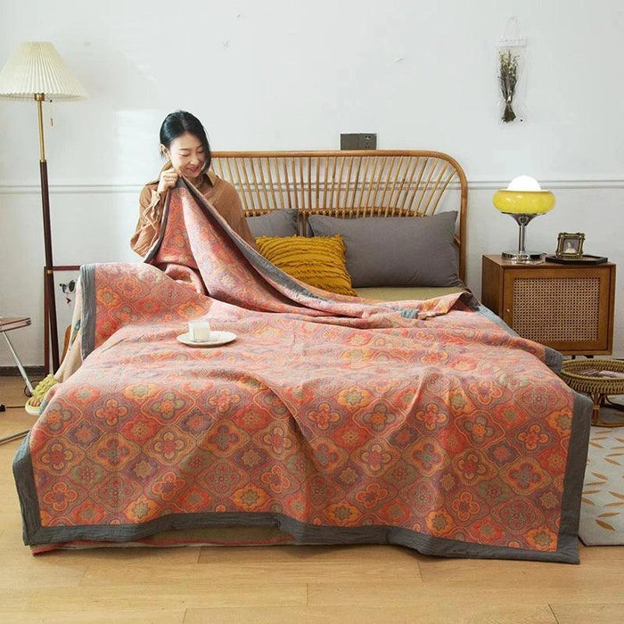 Dreamy Cotton Jacquard Blanket Set - Perfect All-Season Comfort and Style