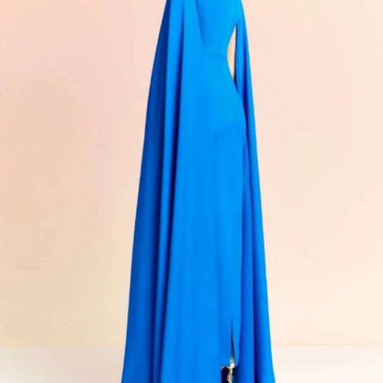 Chic Pleated Evening Dress with Bow Waist and Elegant Cape Sleeves - Summer Collection 35Z774