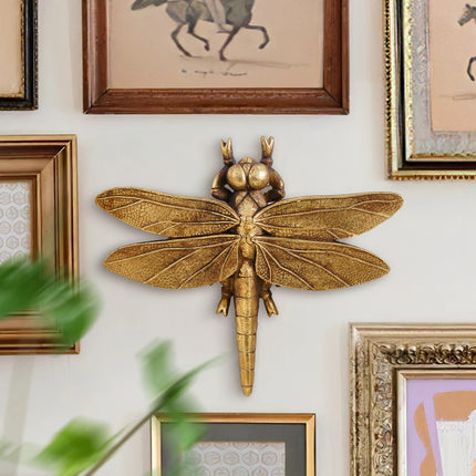 Golden Dragonfly Resin Wall Hanging
