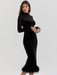 Chic Backless Midi Dress with Feather Details for Trendsetting Women