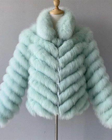 Reversible Luxury Fox Fur and Silk Winter Jacket - A Statement of Elegance