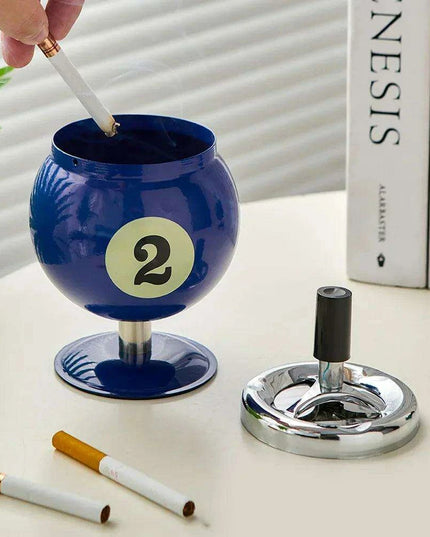 Chic Billiards-Inspired Metal Ashtray - Stylish Smoking Accessory and Decorative Accent for Home and Office