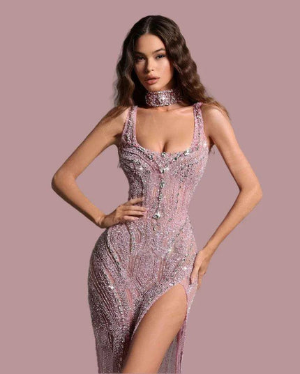 Glamorous Rhinestone Mermaid Evening Dress