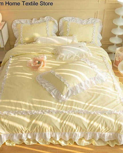 Sumptuous Korean-Style Washed Cotton Bedding Ensemble with Elegant Envelope Pillowcase Design