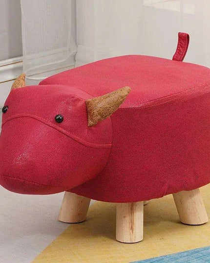 Charming Cartoon Animal Wooden Stool for Kids - Fun and Portable Shoe Changing Seat