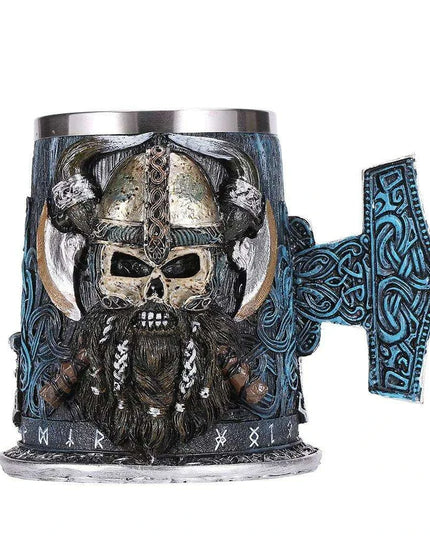 Skull Viking Pirate Tankard: Resin Steel Drinking Vessel & Decor Accent