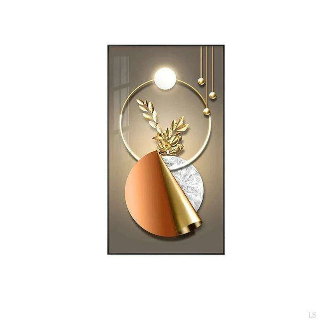 Golden Elegance: Captivating Abstract Geometric Canvas Art for Stylish Interiors