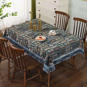 Bohemian Chic Embroidered Table Cover with Trendy Tassels