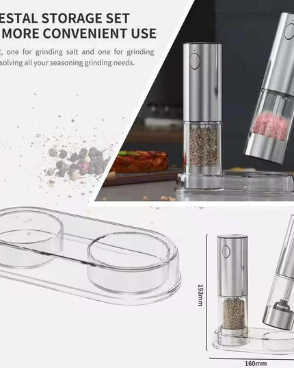 Automatic Rechargeable Salt and Pepper Grinder Duo with Adjustable Coarseness and Built-in LED Light