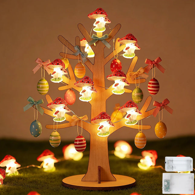Heuluced Mushroom Fairy String Lights, 20/30 LED, Battery Powered Deco