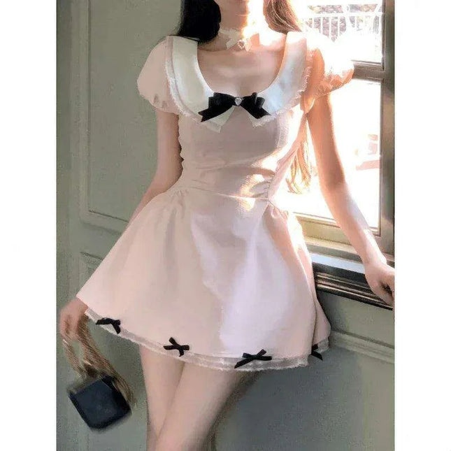 Trendy Retro Short Sleeve Pink Mini Dress for the Fashion-Forward Woman