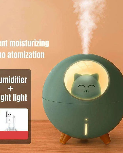 Charming Cat Design Ultrasonic Humidifier with Colorful LED Night Light and USB Compatibility