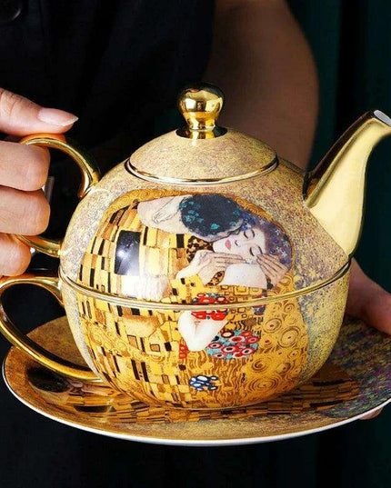 Regal Elegance: European Aristocracy Inspired Fine Bone China Tea Set with Exquisite Lady's Portrait