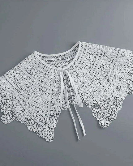 Embroidered Lace Detachable Collar for Women - Elegant White Shawl Accessory