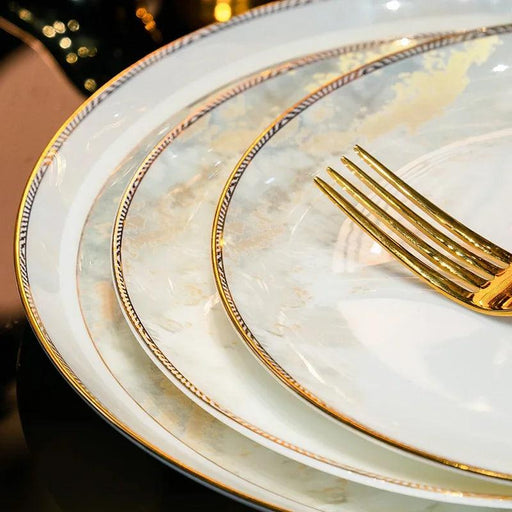 Sleek Korean-Inspired White Ceramic Dinnerware Collection - Luxe Table Setting