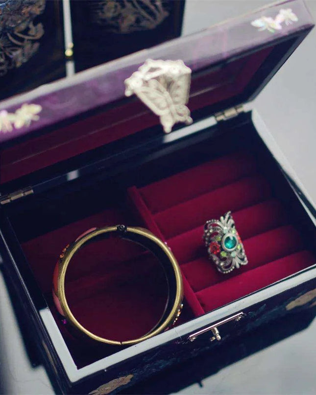 Luxury Mother of Pearl Jewelry Box with Mirror - Ideal Gift for Organizing Earrings, Necklaces, Rings & More