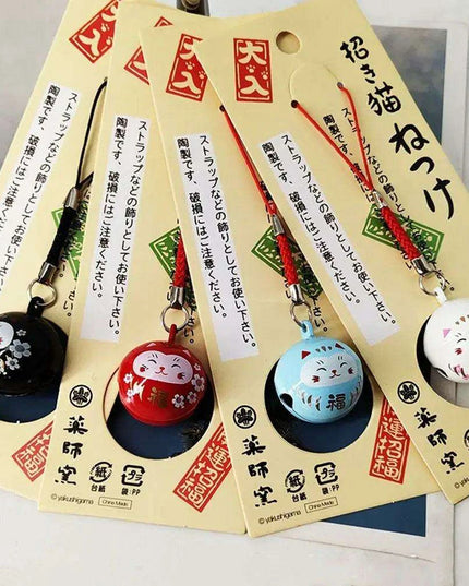 Abundance-Inviting Daruma Bell Lucky Cat Charm Keychain