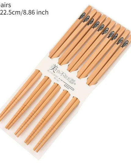 Chic Bamboo Chopstick Collection - 5 Pairs with Non-Slip Design