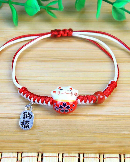 Charming Kawaii Cat Couple Love Bracelet – Adorable Braided Accessory from Japan