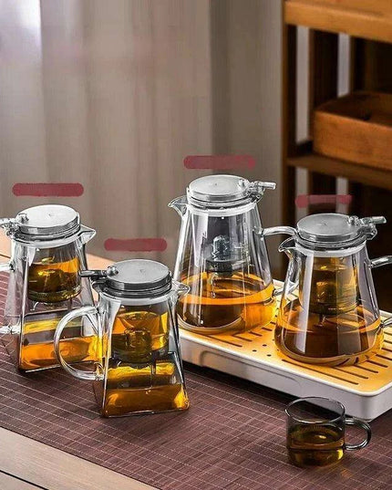 Sophisticated 750ml Glass Teapot Set with Effortless Pouring and Detachable Filter - Includes Matching Cups