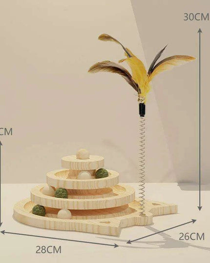 Interactive Cat Tower with Rotating Discs and Enrichment Balls for Endless Feline Fun