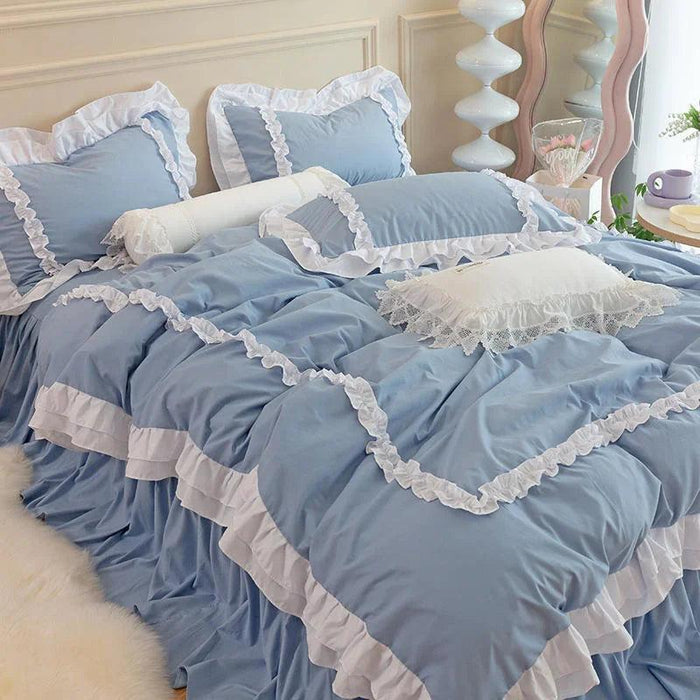 Sumptuous Korean-Style Washed Cotton Bedding Ensemble with Elegant Envelope Pillowcase Design