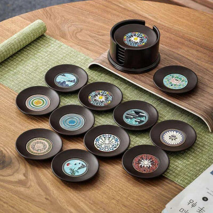 Serene Zen-Style Kung Fu Tea Coasters - Stylish Heat-Resistant Mats for Enhanced Beverage Experience