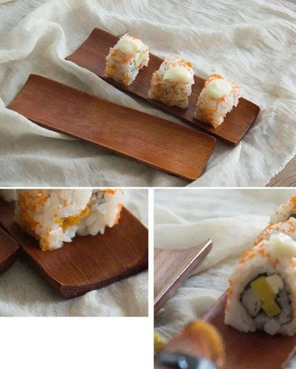 Elegant Wooden Serving Platter for Sushi, Dumplings, and Bakery Treats - Oblong Kitchen Essential