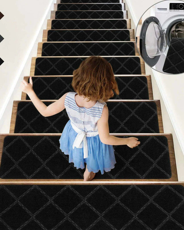 SafetyStep Cushioned Non-Slip Stair Tread Mats - Water-Absorbent Safety Solution