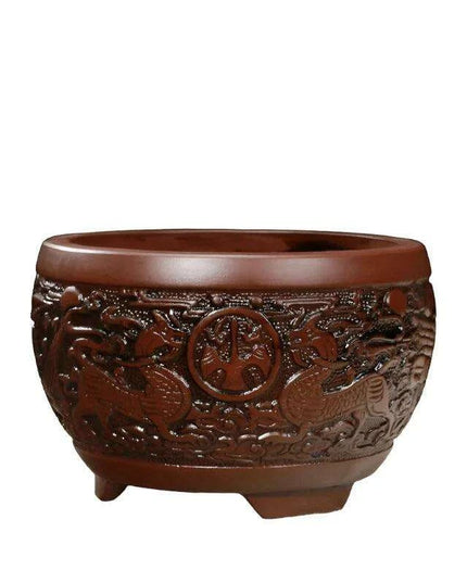 Elegant Purple Sand Bonsai Pot Set for Clivia Plants