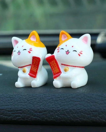 Lucky Cat Dashboard Charms - Maneki Neko Car Accessories for Good Fortune
