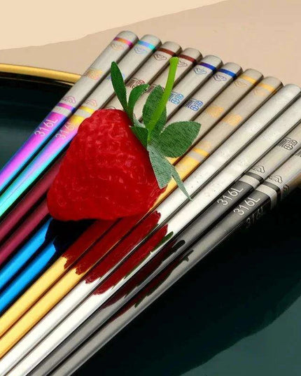 Elegant Laser Engraved Stainless Steel Chopsticks with Non-Slip Grip for Sushi and Noodle Lovers