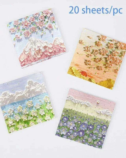 Vintage Art-Inspired Sticky Note Collection - Retro Landscape Memo Pads for Creative Spaces